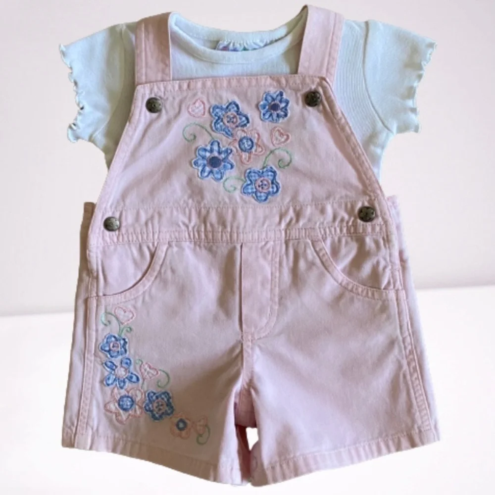 miniwear Baby Girls 2-Piece Pink Overalls Set​​​​​​​​​​​​​​​​​​​​​​​​​​​​​